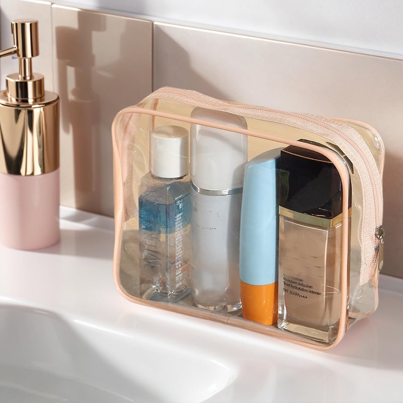 Tergy 20 Packs Clear Cosmetics Bags for Women Men Waterproof Toiletry Bags PVC Makeup Bags Organizer Case with Zipper for Travel Bathroom (20 Pink Colors) - Image 3